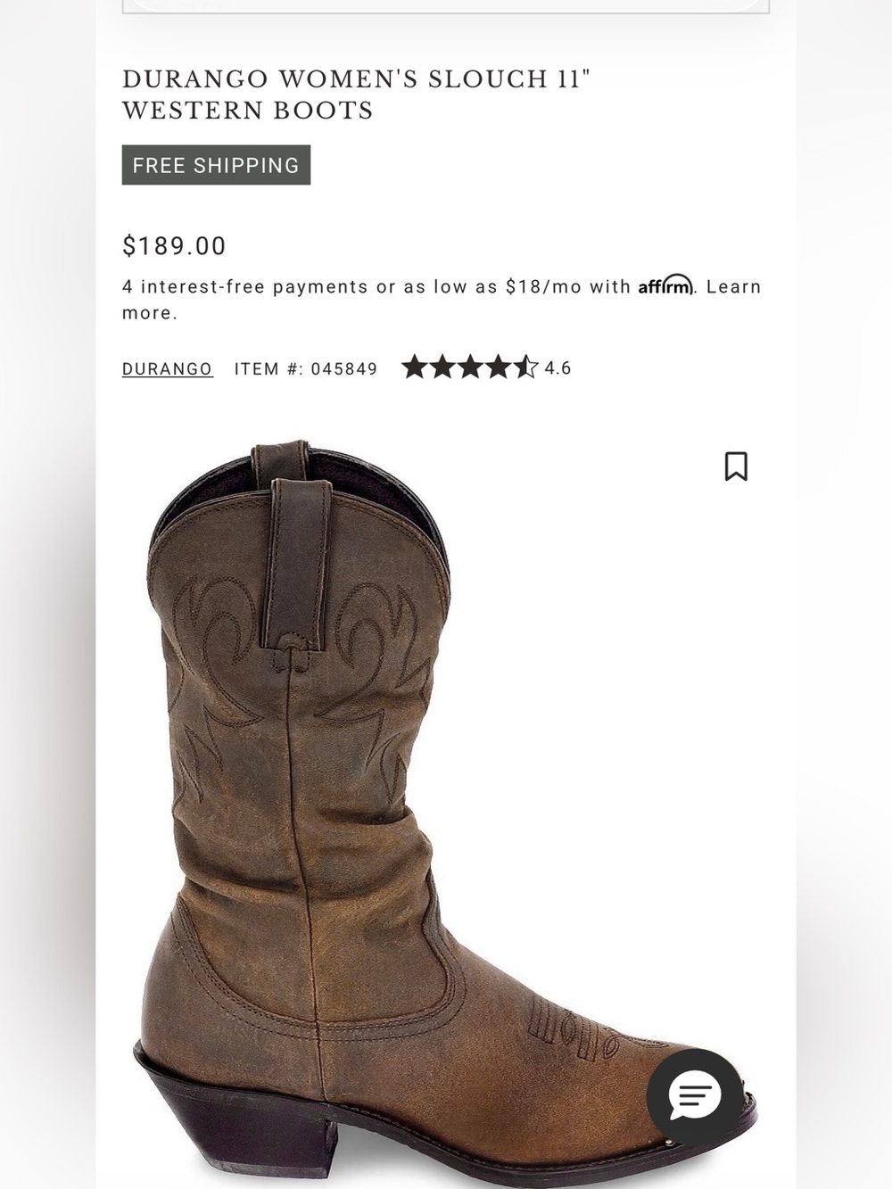 Durango 11” Brown Slouch Western Heeled Boots-like new